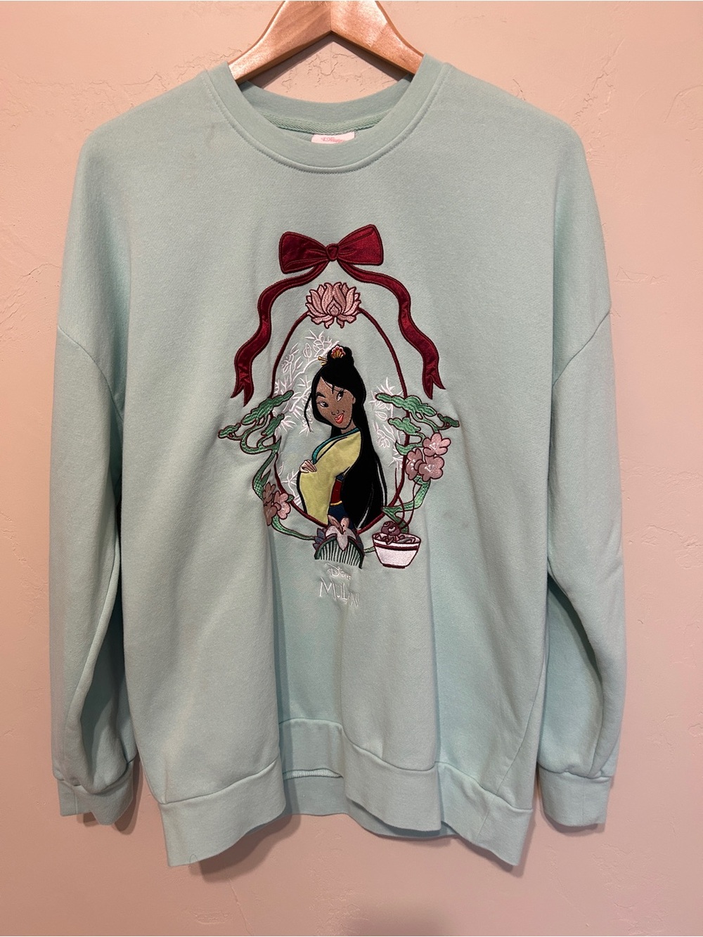 Light Mint Green Embroidered Crewneck Sweatshirt